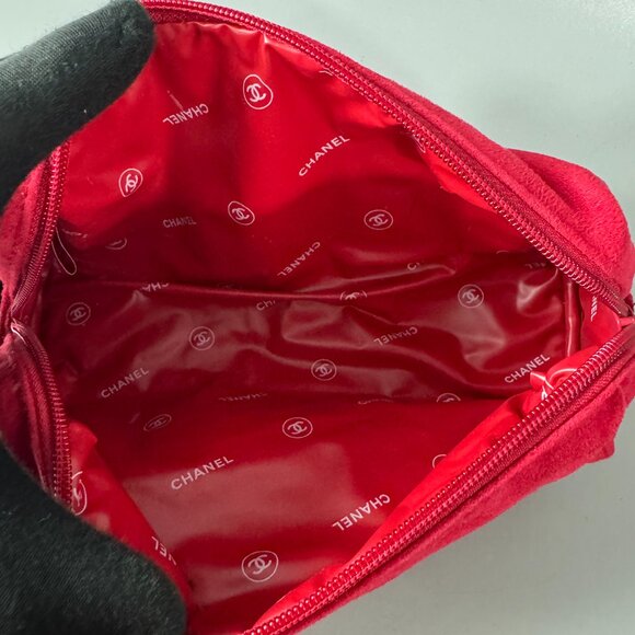 CHANEL Parfums Makeup Cosmetics Bag Pouch Travel Case, Red Velvet - Picture 9 of 13